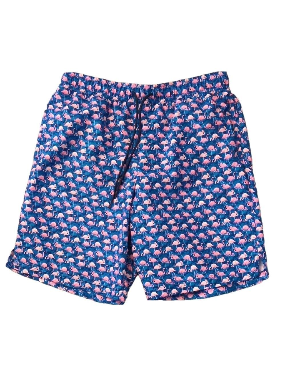 Con.Struct By Jos. A. Banks Pink And Blue Flamingo Swim Shorts Size Medium